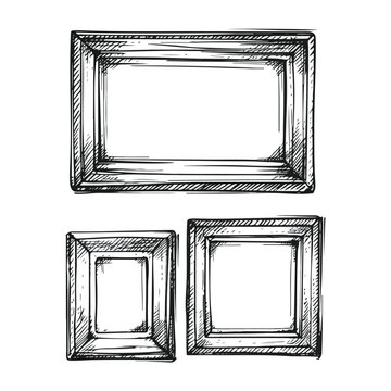 Hand-drawn Square Wall Photo Frames Sketch