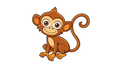 Happy brown cute funny baby animal pet cartoon character vector illustration of a wild dog, cat, lion, or puppy in a safari zoo art drawing