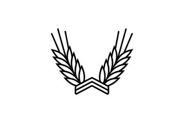 Wheat Stalks Emblem Minimalist Line Art Silhouette