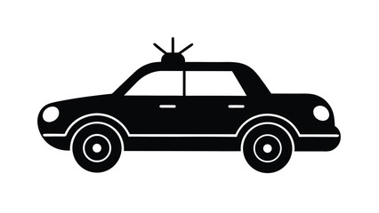 Black and White Police Car Silhouette with Emergency Lights