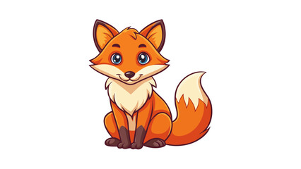 A cute red fox cartoon illustration, with its furry tail and wild nature, depicts a funny forest animal design