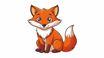 A cute red fox cartoon character, a wild orange mammal with a bushy tail, is isolated on white, a fun vector illustration for nature and forest designs