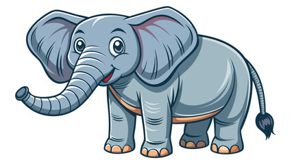 A funny, cute baby elephant cartoon with a big trunk, perfect for a wild safari illustration or a fun, isolated wildlife design