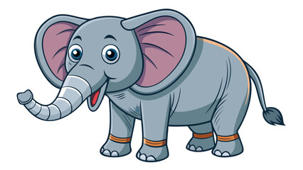 Funny gray elephant cartoon character holding a blank sign, a cute wild animal vector illustration for your art and nature projects