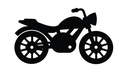 Motorcycle Silhouette Illustration Classic Bike Transportation Icon Isolated on White