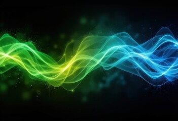 Vibrant abstract waves of color flow through a dark background creating an energetic visual effect