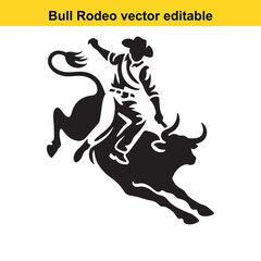 Fototapeta premium Bull rider on bucking bull in rodeo, vector