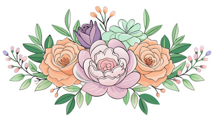 Beautiful floral rose bouquet vector pattern design illustration