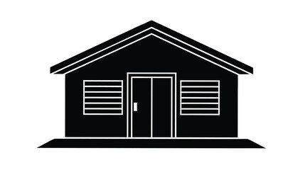 Simple Black and White House Silhouette