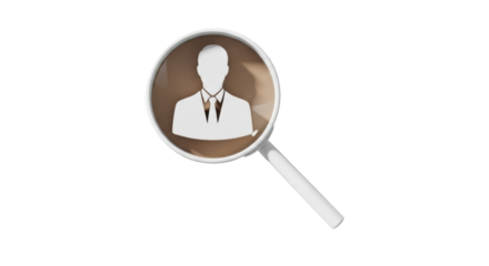 Isolated Magnifying Glass with Business Man Silhouette