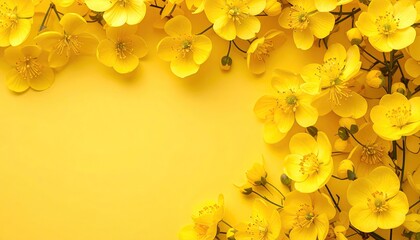 Yellow flowers border on yellow background
