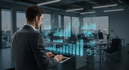 Businessman working with digital dashboard