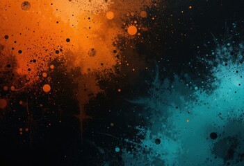 Abstract background with vibrant orange and blue splashes creating a striking visual contrast