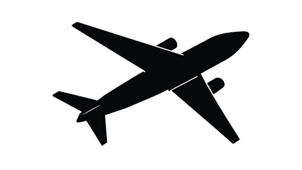 Airplane Silhouette on White Background for Travel and Transportation Concepts
