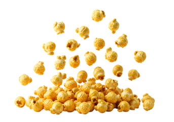 Buttery Caramel Popcorn:  Abstract Golden Yellow Background,  Studio Shot,  Food Photography,  Sweet Treat,  Snack,  Delicious,  Crispy,  Movie Night.