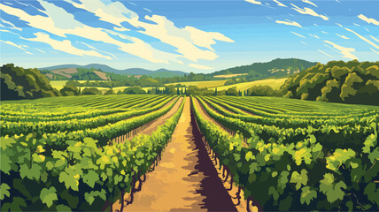 Vibrant Vineyard Rows. A Captivating Display of Agricultural Beauty