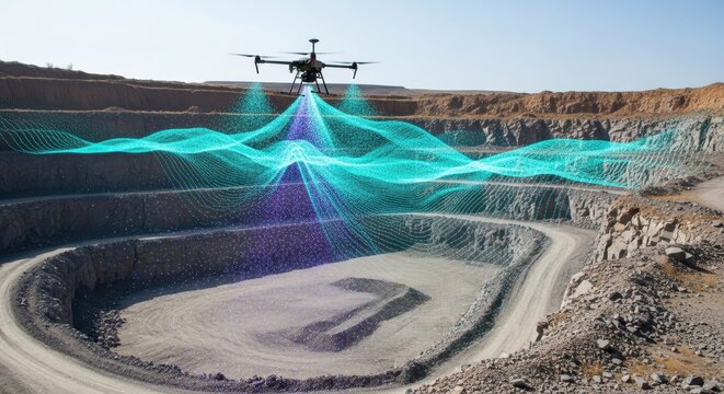 Drone mapping technology in quarry for 3d terrain analysis