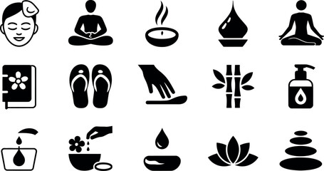 Spa and wellness icons for relaxation and beauty treatments