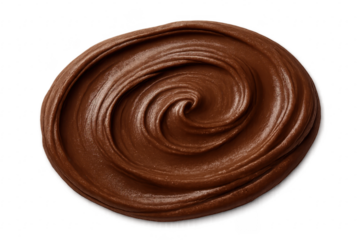 Smooth chocolate cream swirl isolated on transparent background