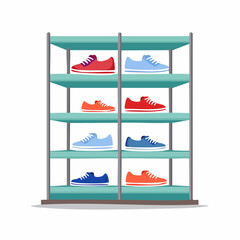 Shoe rack with sneakers – Multi-tier shoe rack holding everyday footwear.
