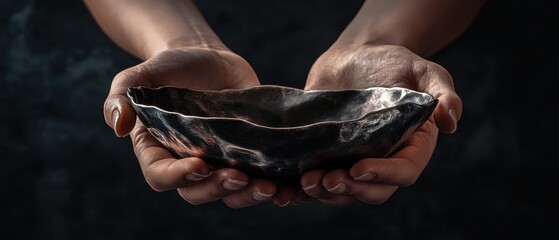 Dark handcrafted bowl offering