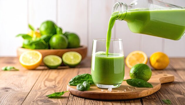 Fresh green smoothie being poured into a glass (1)