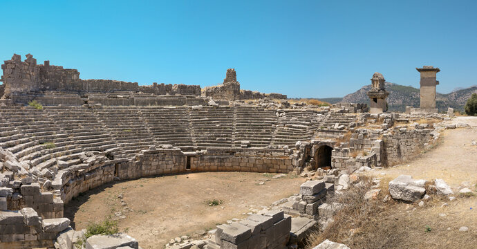 The ancient city of Xanthos located in the upper city of Fethiye, Turkey