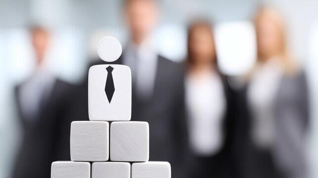 Concepto de estructura organizacional con equipo empresarial al fondo