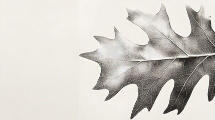 Naklejka premium Detailed Black and White Oak Leaf Skeleton Nature Photography