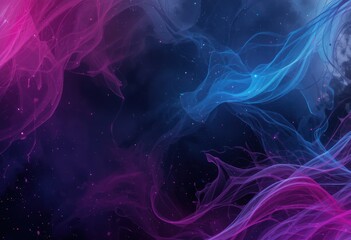 Swirls of vibrant colors create an abstract background with deep purples and bright blues in dynamic motion