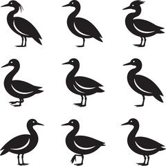 Elegant Bird Line Art  Minimalist Black and White Bird Vector Illustrations