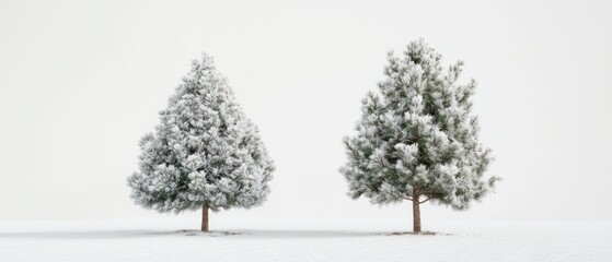 Two snow covered evergreen trees
