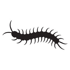 Obraz premium Centipede Silhouette Icon with Many Legs in Creepy Style