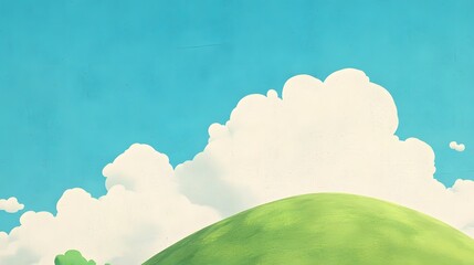 Sunny Day Green Hill Landscape Illustration