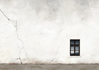 Aged plaster wall with a single window