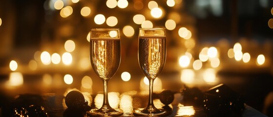 Champagne flutes celebrating special occasion