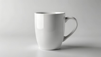Obraz premium A clean white ceramic mug with a handle sits on a plain white background