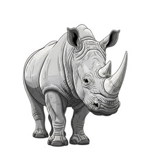 Powerful Rhinoceros Illustration Majestic Wildlife Art