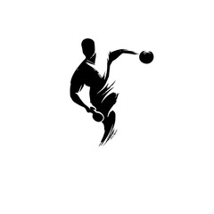 Minimalist Black & White Pickleball Player Vector – Simple Spherical Swing Silhouette