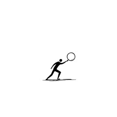 Minimalist Black & White Pickleball Player Vector – Simple Spherical Swing Silhouette