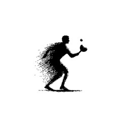 Minimalist Black & White Pickleball Player Vector – Simple Spherical Swing Silhouette