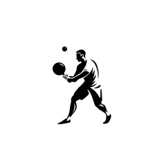 Minimalist Black & White Pickleball Player Vector – Simple Spherical Swing Silhouette