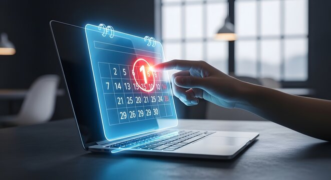 Digital Calendar Laptop Appointment Scheduling Business Concept