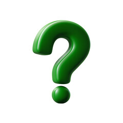 Naklejka premium Simple green question mark icon in 3D rendering style, isolated on white background, vector art