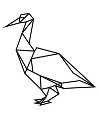 Geometric Bird Vector, Polygon Line Art Animal Illustration in Origami Style