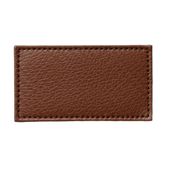 Brown Leather Blank Label isolated on transparent background, Belt Label PNG 