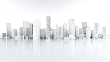 Obraz premium A grayscale 3D cityscape. Modern architecture