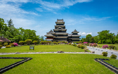 exterior view of visiting a historical castle in matsumoto in Japan