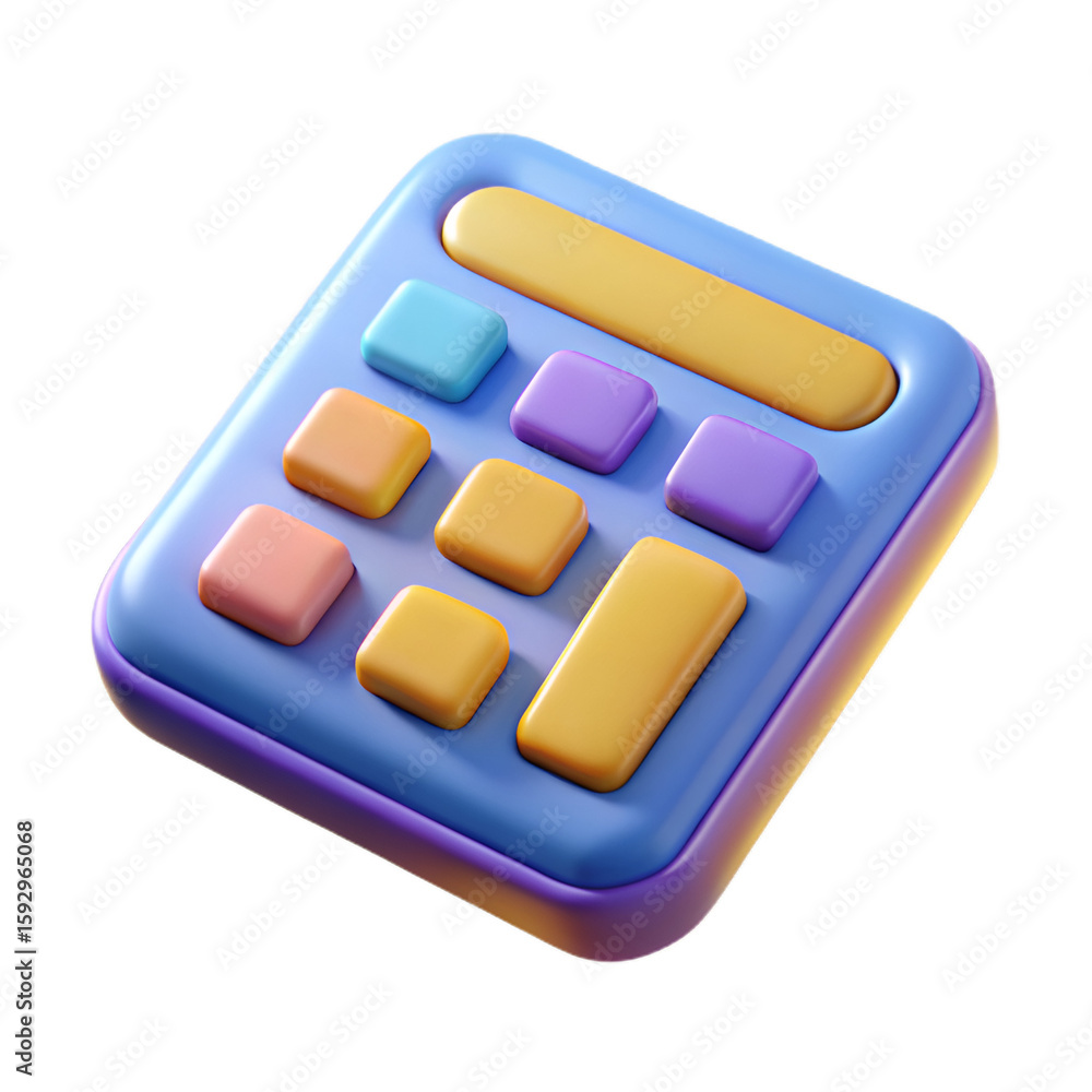 Fototapete a colorful 3d rendering of a calculator isolated on transparent background