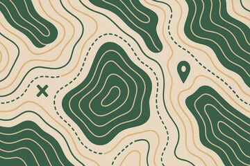 Abstract Topographic Map Pattern, Wavy Contour Lines, Exploration and Navigation Concept, Outdoor Adventure Background